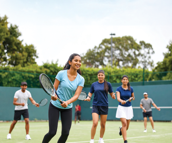 College students playing pickleball